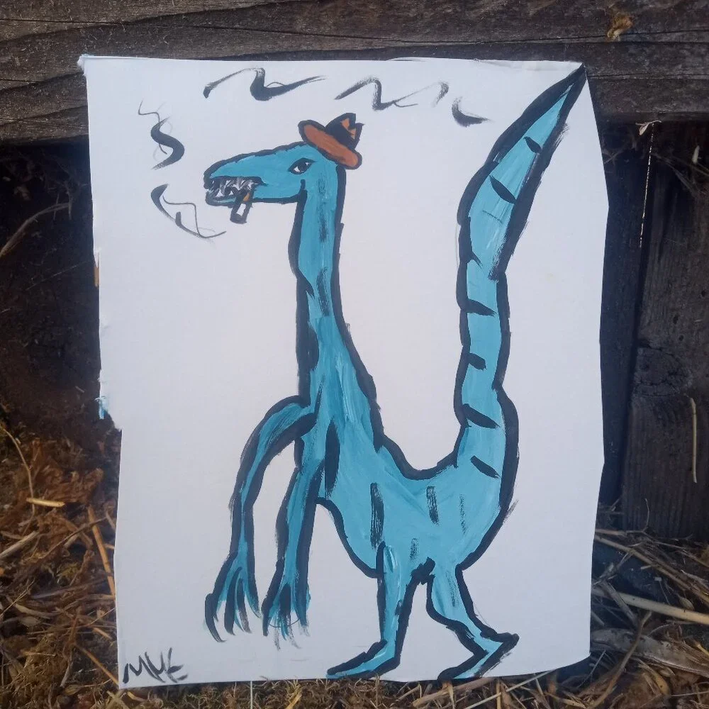 Dinosaur Painting Whimsical Decor - Picture 1 of 10
